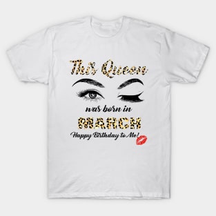 This Queen Was Born In March Leopard Pattern T-Shirt